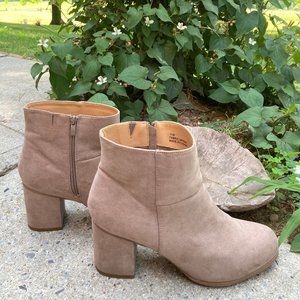 Torrid Taupe Suede Block Heel Booties (Wide Width)